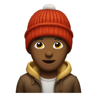 An emoji wearing a sled-shaped beanie. sticker