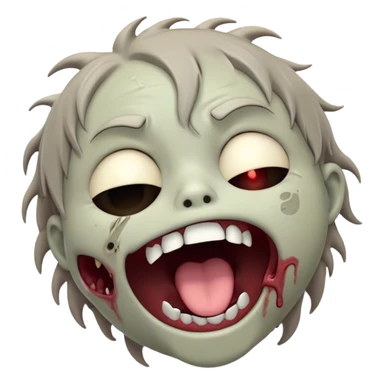 Cinematic Cute Yawning Zombie Portrait Emoji, with a delightfully quirky, slightly disheveled face in muted ashen tones, head tilted back in a big, funny yawn that reveals quirky stitches and playful gaps, simplified yet irresistibly charming, highly detailed with a soft, eerie glowing outline capturing the sleepy, offbeat vibe of a zombie taking a nap! sticker