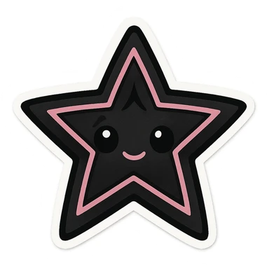 BLACKPINK-inspired gothic star, cute and bold, black and pink, no hearts sticker