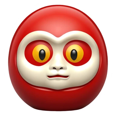 daruma doll, Round body, smooth glossy surface, red primary color with gold details. sticker