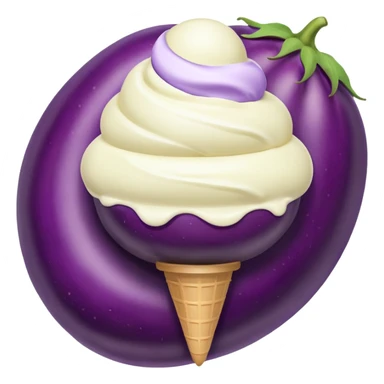 An eggplant with white ice cream on it sticker