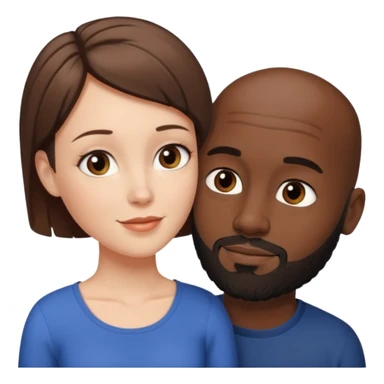 a white woman with short brown hair and a black man with no hair and a beard are facing one each other and looking at each other lovely sticker