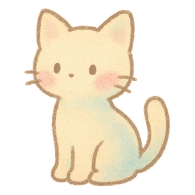 small pastel kitten silhouette, Japanese hand-drawn soft sticker style, full object, transparent background, with blushing cheeks sticker