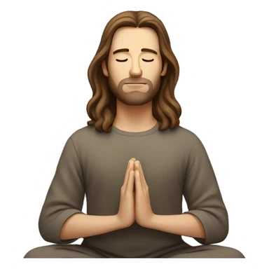 white man with long brown hair meditating sticker