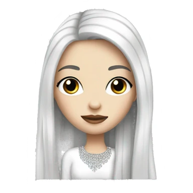 pale girl with long black hair luxury bling sticker