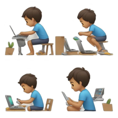 kid multitasking with 2 things at once sticker