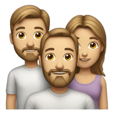 White Father with beard and 3 kids (Male teenager, young female, young male) sticker