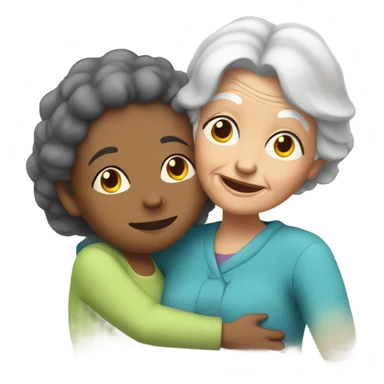 Grandma huggings with a girl sticker