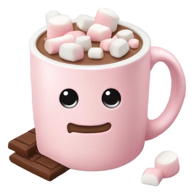 Light Pink mug of hot chocolate with marshmallows  sticker