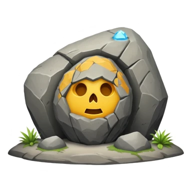 A BOULDER in front of a tomb sticker
