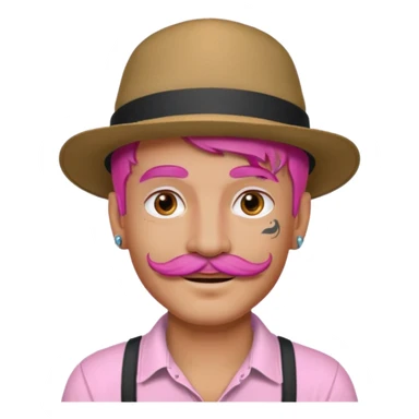 pink haired man and face tattoos and hat and mustache sticker