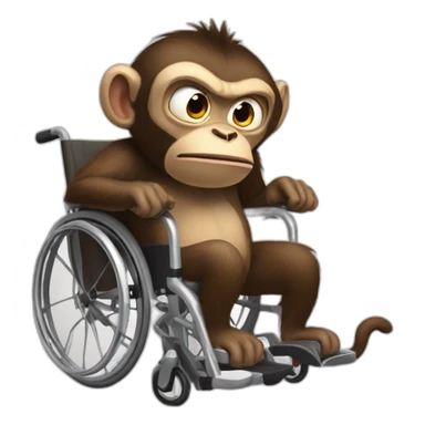 angry monkey with small ferocious rollins eyes rides really cute wheelchair sticker