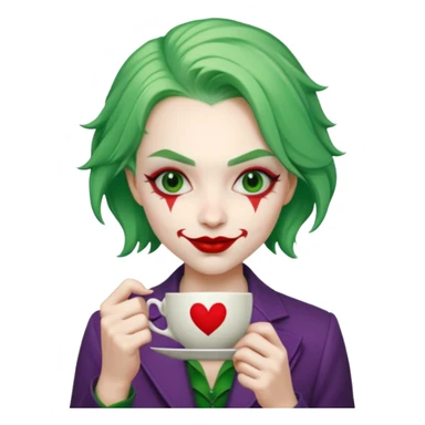 joker holding tea cup sticker
