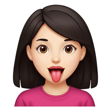 dark hair girl tongue out super happy sticker