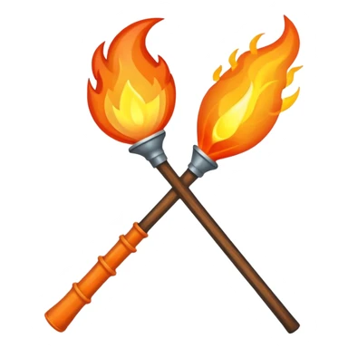 pitchfork and a torch crossing each other to make an x sticker
