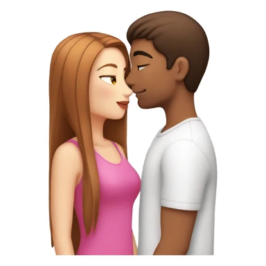 white girl with pink straight hair kissing a hispanic boy with brown brown hair sticker