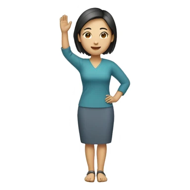Asian woman (full-body) (one arm raised) sticker