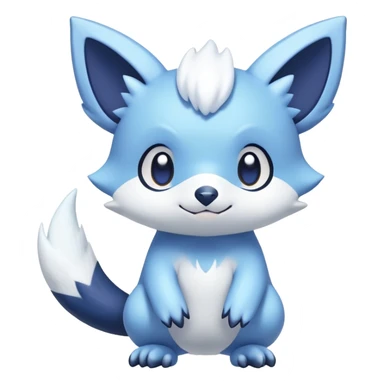 Shiny snowy pastel Noibat-Meowstic-Oshawott-Fakémon-hybrid-creature (full body)  sticker