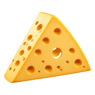 A 3D cartoon cheese wedge with holes, bright yellow tone, Memoji-style. sticker