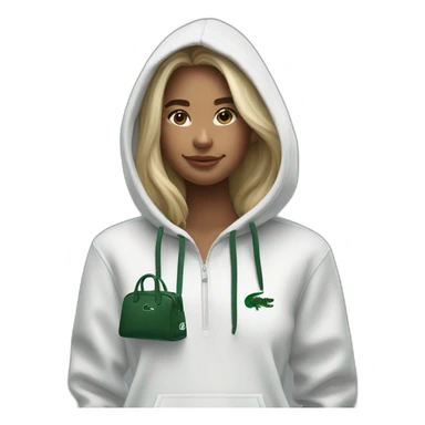 Lacoste bag girl with black lacoste hoodie sticker