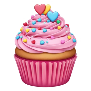 pink and rainbow cupcakes, pink hearts sticker