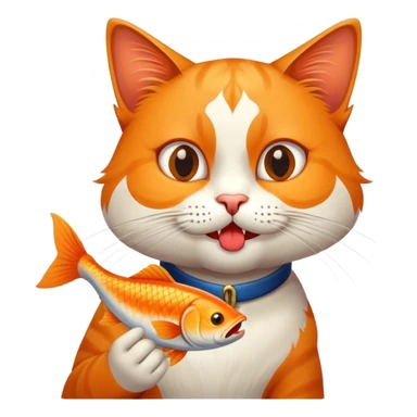 funny Thai cat eating fish sticker