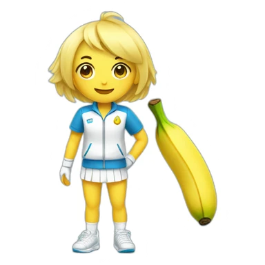 kawaii cute banana in tennis uniform sticker