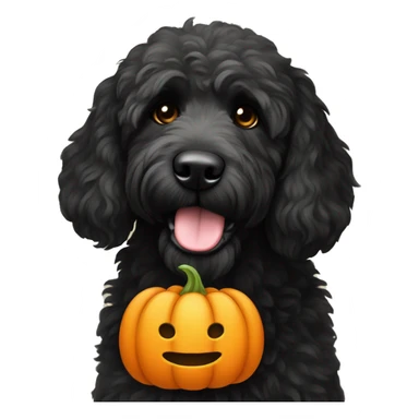 black goldendoodle with pumpkin sticker