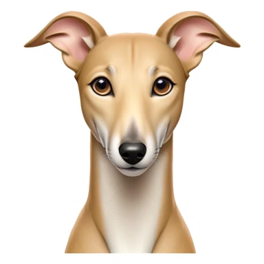Cinematic Noble Fawn Greyhound Portrait Emoji, Poised and regal, with a slender, aerodynamic build and a smooth, elegant fawn Fur, deep-set soulful eyes, Simplified yet sharp and sophisticated features, highly detailed, glowing with a soft, dignified glow, high shine, intelligent and agile, stylized with an air of grace, focused and attentive, soft glowing outline, capturing the essence of a watchful and swift companion, so majestic it feels as though it could dash out of the screen with effortless authority! sticker