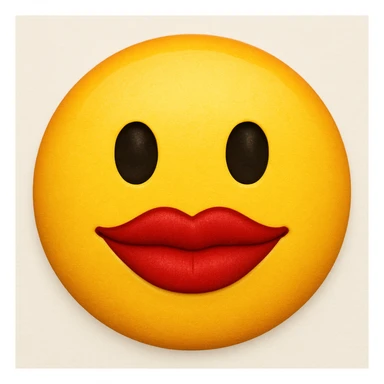 yellow face emoji with bold red lips sticker