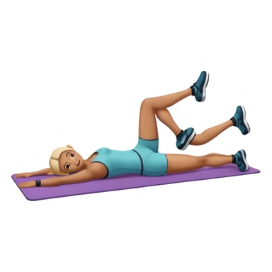 exercise mat with a figure lying and lifting legs sticker