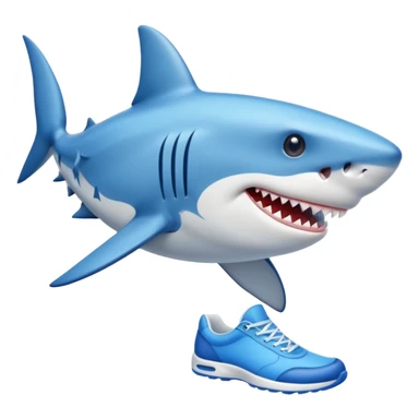 A shark with blue shoes sticker