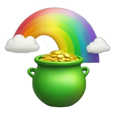 Green Pot of Gold with a Rainbow over the top sticker