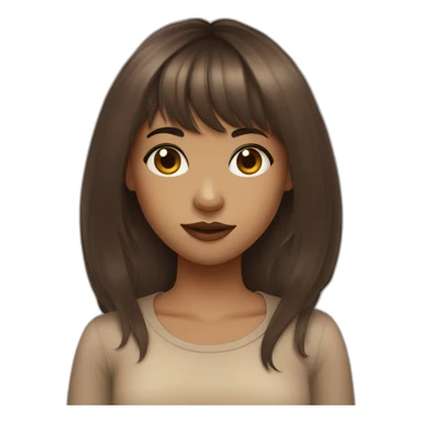 a girl with brown long hair and bangs and a septum ring in her nose sticker