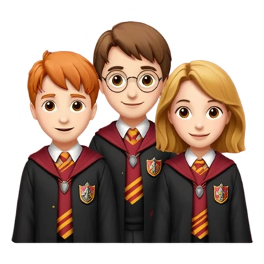 harry potter, ronald weasley and hermione granger in gryfinndor uniform sticker