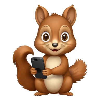 Squirrel with wide eyes emoji style holding a phone sticker