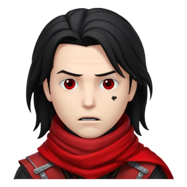 Vincent Valentine from Final Fantasy 7, headshot, red scarf covering mouth, intense eyes sticker