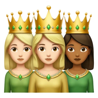 three with a crown that unites them with golden and green colours sticker