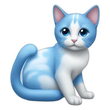 blue love, white love, cat, sticker