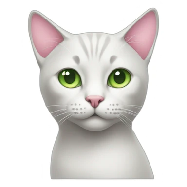 Cat-light-grey-with-green-eyes-with-pink-nose sticker