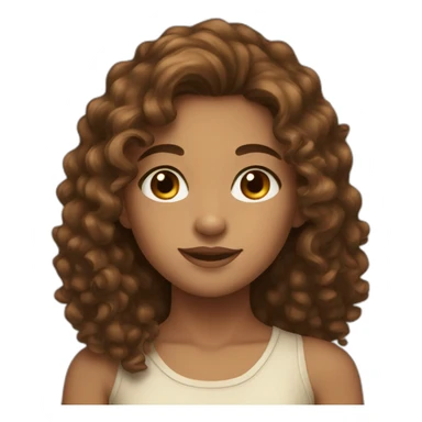 girl with long curly brown hair, brown eyes, tan skin, freckles sticker