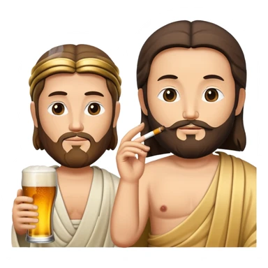 Jesus and Buddha smoking cigarettes beer sticker