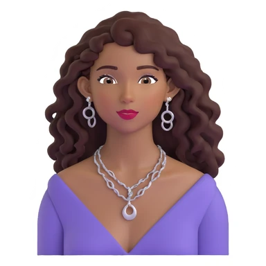 pretty black girl with long curly hair wearing stylish earrings and necklace sticker