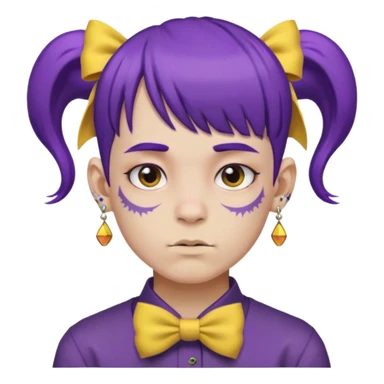 boy with bangs and purple hair and yellow hairbow and earrings and very heavy face tattoos sticker