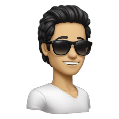 skull slick black hair sunglasses sticker