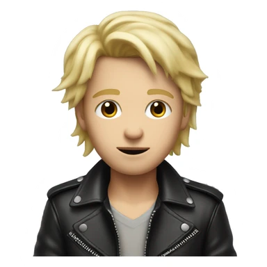 blonde boy in leather jacket have mole under left eye  sticker