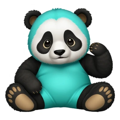 make a cute dark green panda with some furry cyan pjs laying down sticker