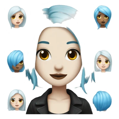 Girl with blue hair goth big  sticker