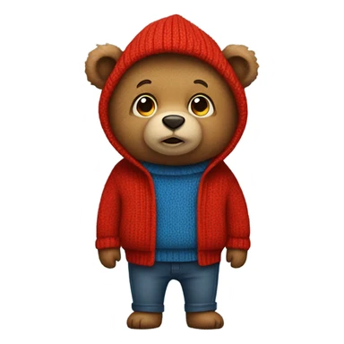 Bear wearing red sweater and blue pants  sticker