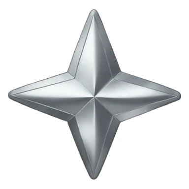 Silver chrome four-point star sticker